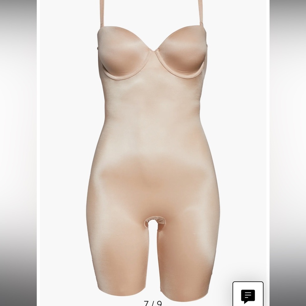 SPANX Suit Your Fancy Strapless Mid-Thigh Bodysuit Champagne/Beige